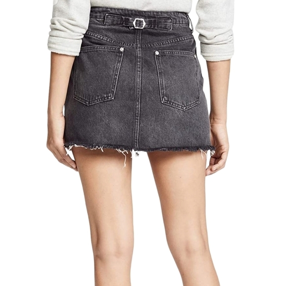 Free People We The Free Rugged A-Line Button Fly Denim Skirt Washed Black 25. - Picture 1 of 10